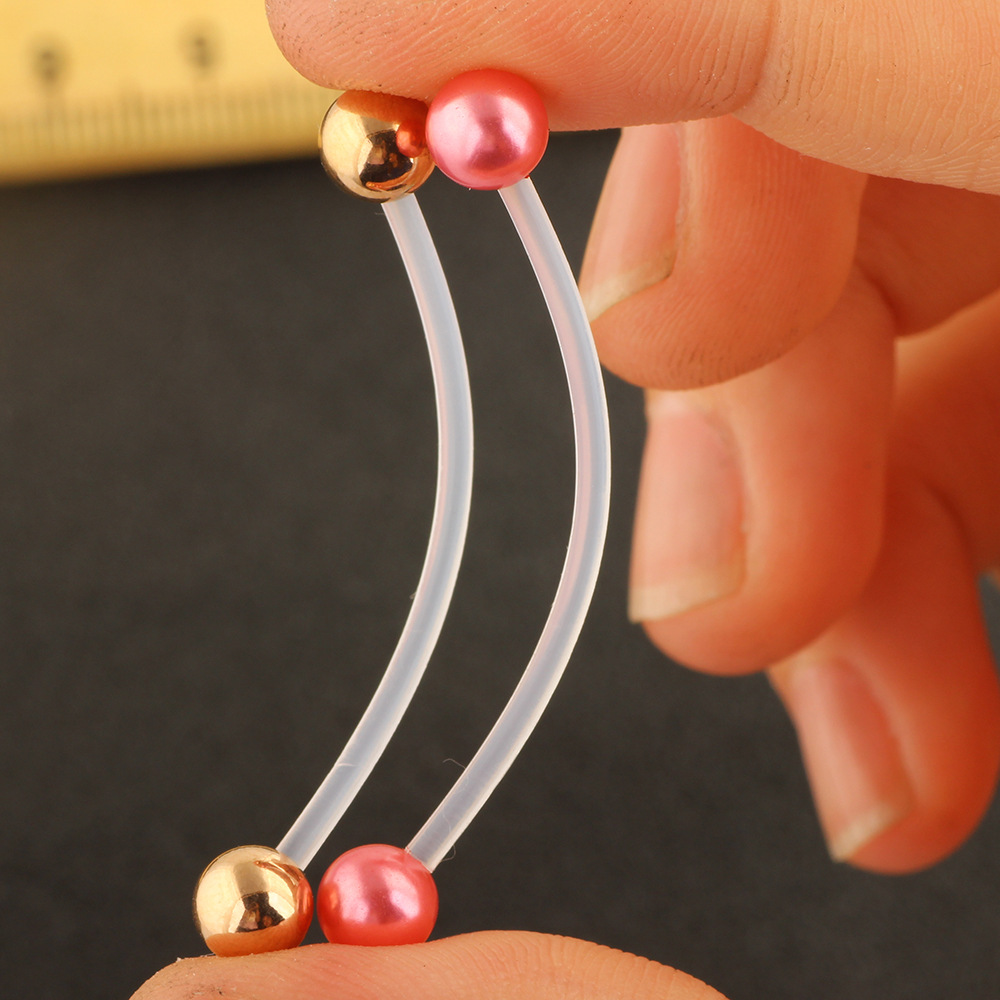 3-Piece Long Soft Rod Industrial Earring Umbilical Piercing Jewelry Set, 316L Surgical Steel, 38mm - Image 4