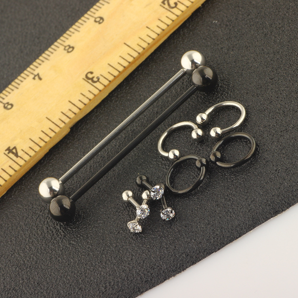 10 Piece Piercing Jewelry Set - Stainless Steel Nose Ring, Eyebrow Barbell, Lip Labret, Industrial Ear Studs - Geometric Style - Image 2