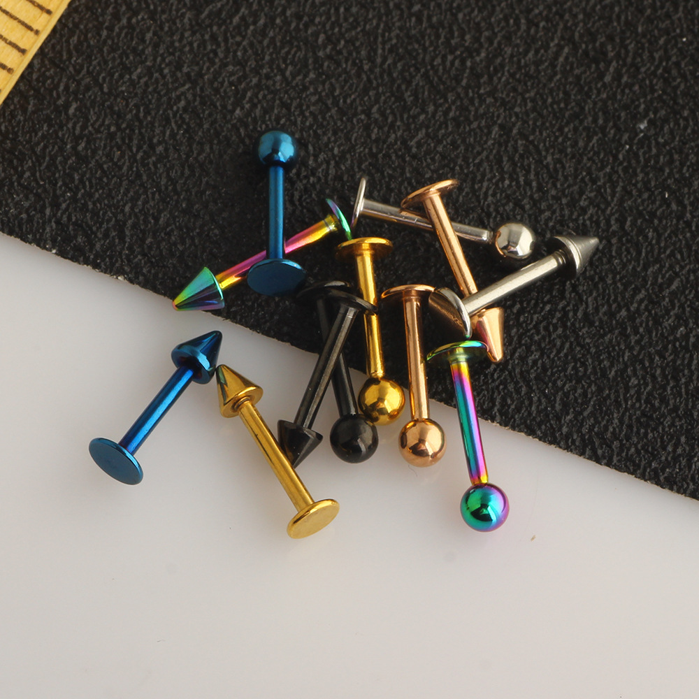 12 Pcs Set Stainless Steel Nine Treasure Gold Lip Nails Lip Ring Ear Flat Nail Body Piercing Jewelry - Image 2