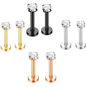 18G 1mm Nose Nail Earring Stainless Steel Lip Nail Tongue Nail Body Piercing Jewelry Diamond Shape