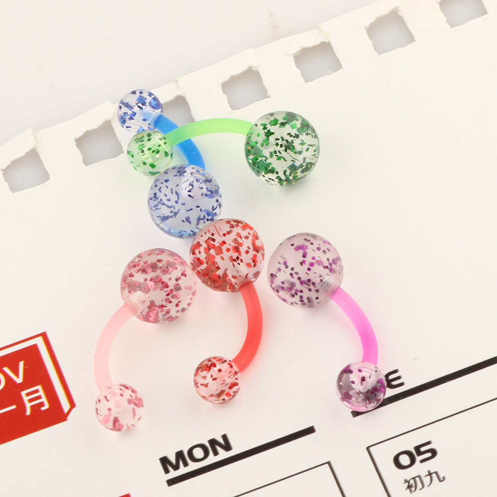 Acrylic Sequined Navel Ring Belly Button Ring Ear Studs Soft Rod Wholesale Body Piercing Jewelry - Image 3