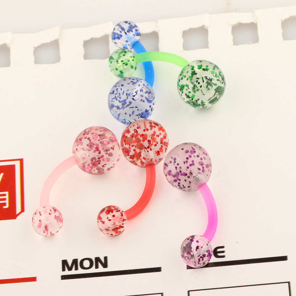 Acrylic Sequined Navel Ring Belly Button Ring Ear Studs Soft Rod Wholesale Body Piercing Jewelry - Image 4