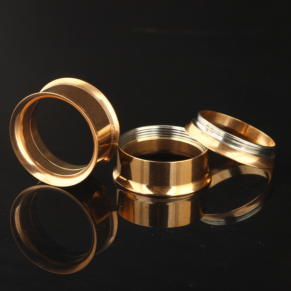 WISH Cross-Border Internal Thread Gold Ear Expander Plugs - 20mm Stainless Steel Ear Tunnels - Image 2