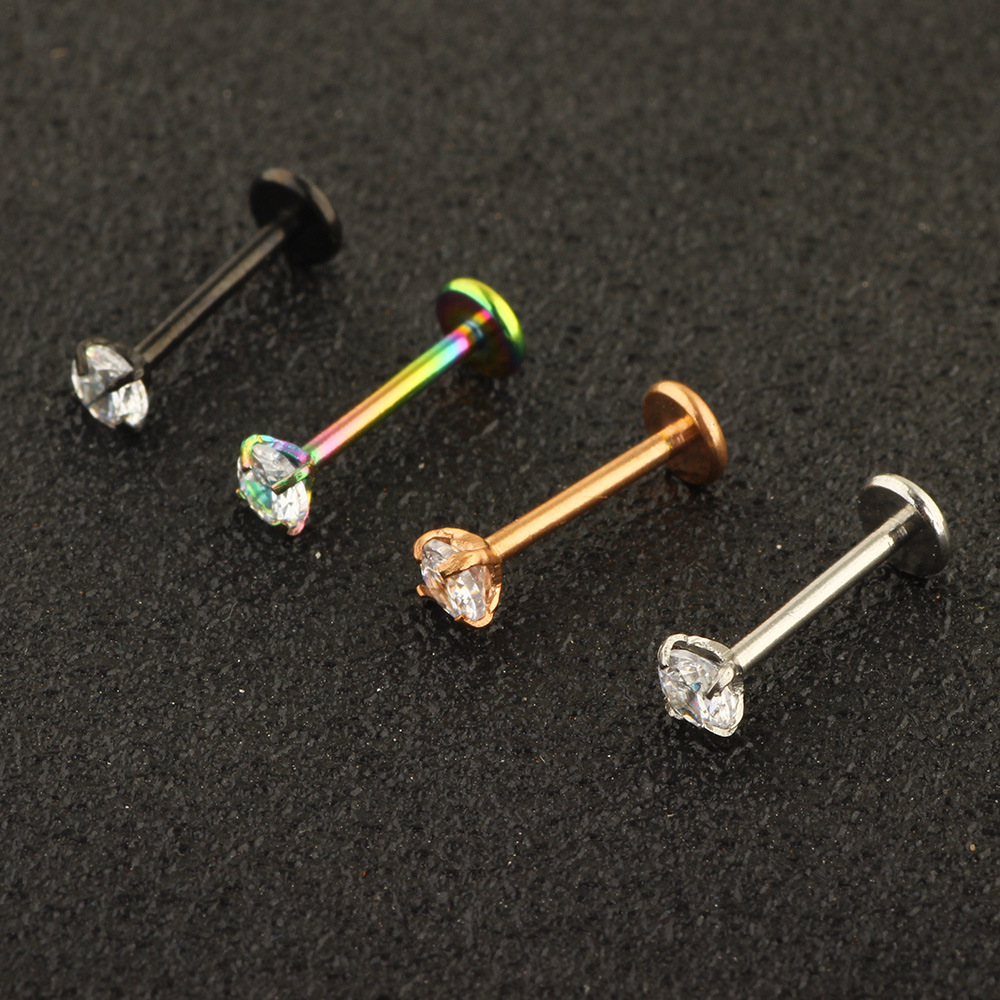 18G 1mm Nose Nail Earring Stainless Steel Lip Nail Tongue Nail Body Piercing Jewelry Diamond Shape - Image 2