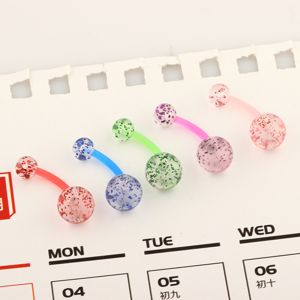 Acrylic Sequined Navel Ring Belly Button Ring Ear Studs Soft Rod Wholesale Body Piercing Jewelry - Image 5