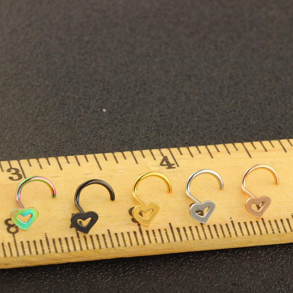 New Love Shaped Hook Nose Nail Stainless Steel Hollow Heart Nose Ring Body Piercing Jewelry - Image 5