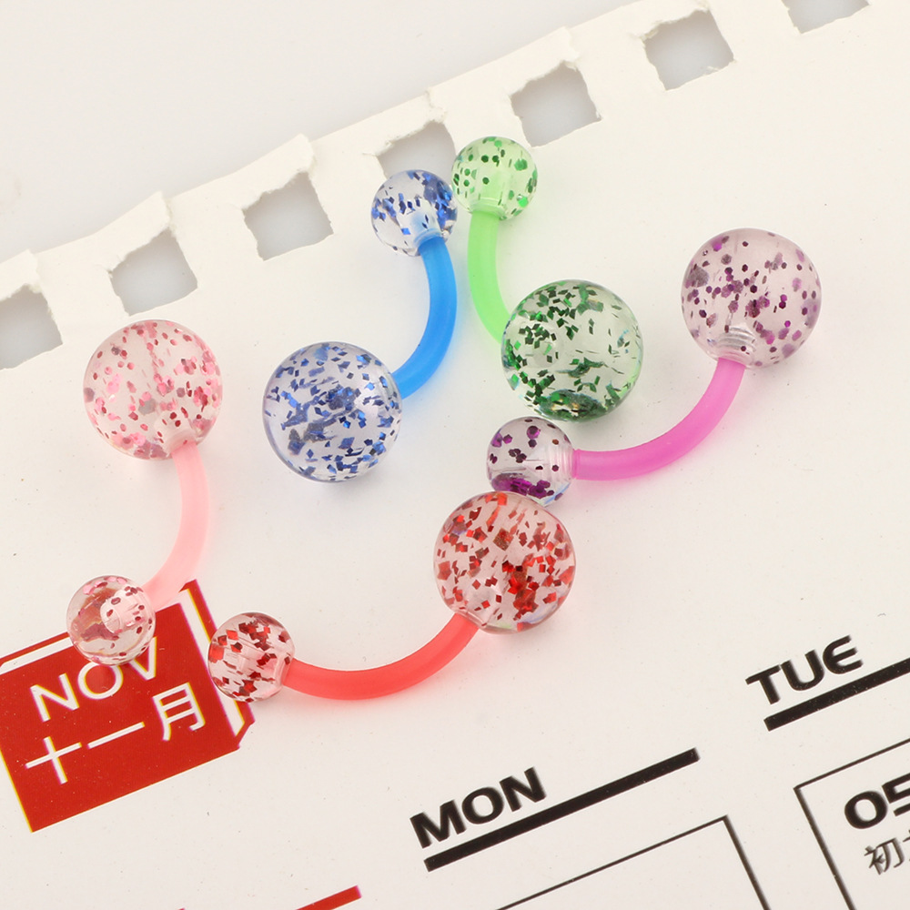 Acrylic Sequined Navel Ring Belly Button Ring Ear Studs Soft Rod Wholesale Body Piercing Jewelry - Image 2