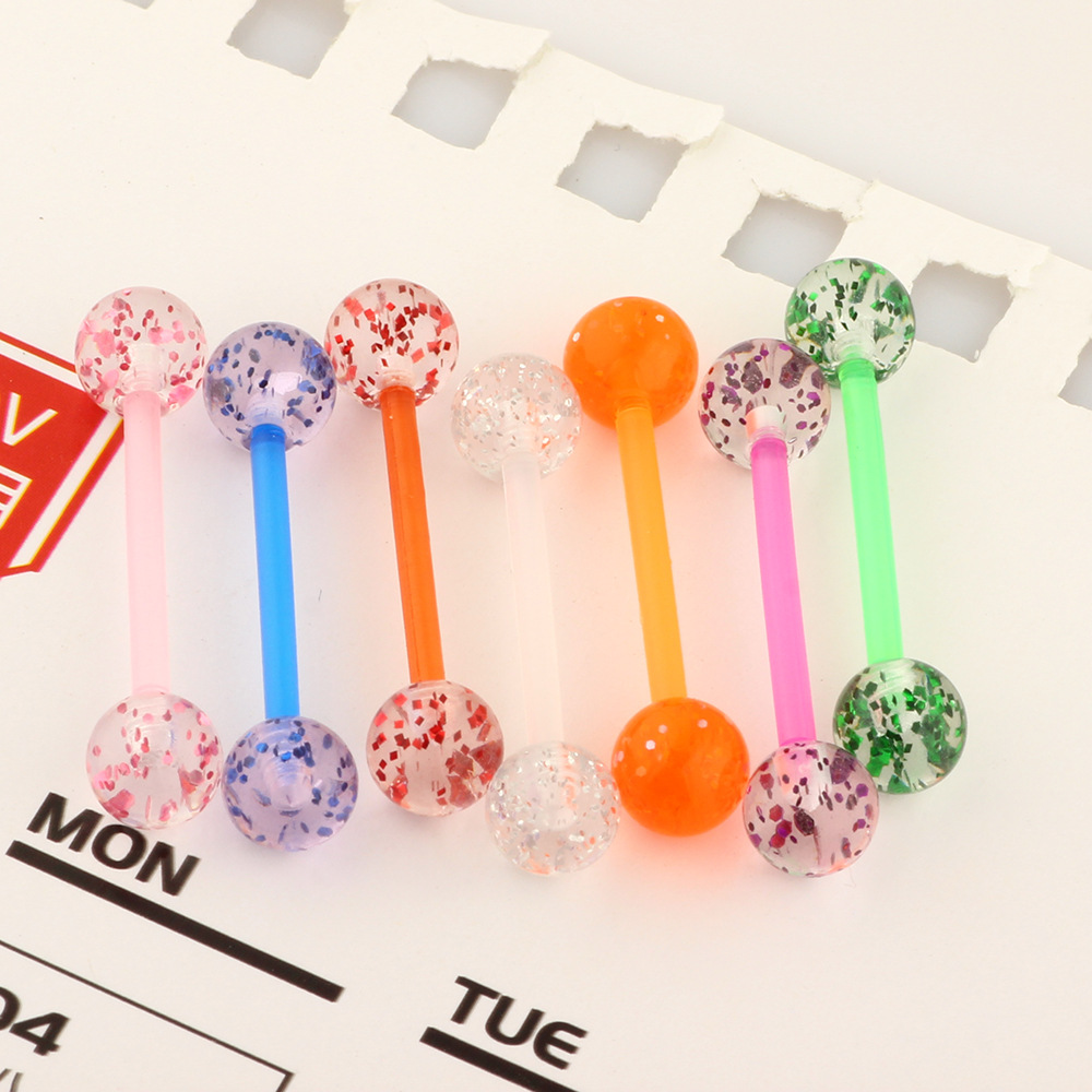 European American Acrylic Sequin Tongue Nail Tongue Ring Soft Rod Cross Border Body Piercing Jewelry - Image 5