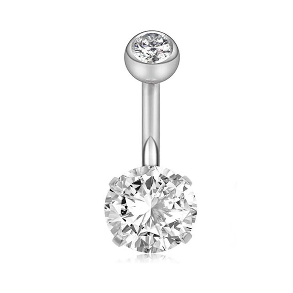 New Small Navel Ring with CZ Gem Stainless Steel Belly Button Piercing Jewelry Peach Fashion - Image 4