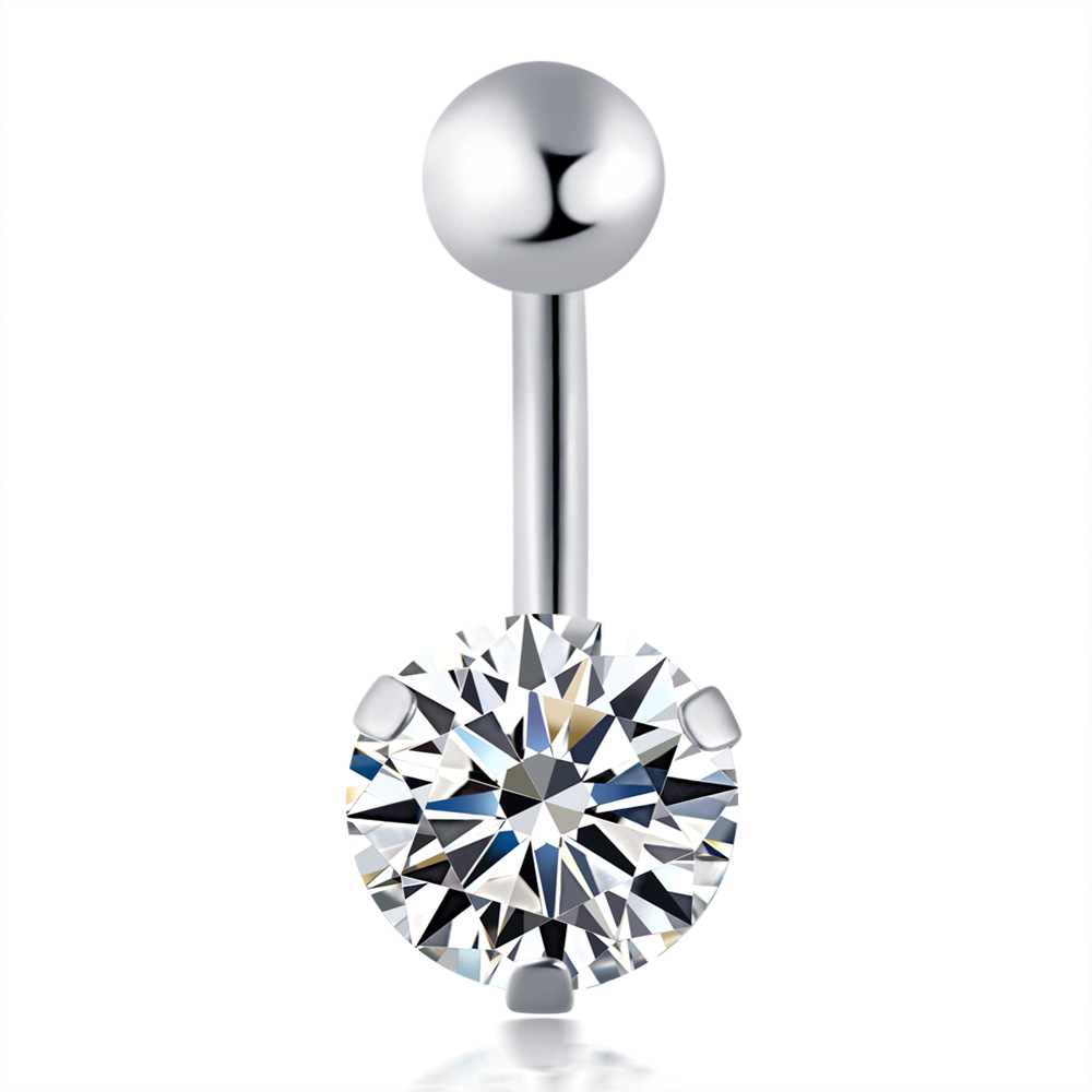 New Small Navel Ring with CZ Gem Stainless Steel Belly Button Piercing Jewelry Peach Fashion - Image 3