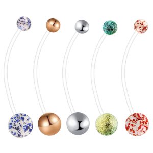 38mm Long Rod Pregnancy Belly Button Ring - Stainless Steel Geometric Shape - Non-Allergic, Best Selling on Amazon & eBay