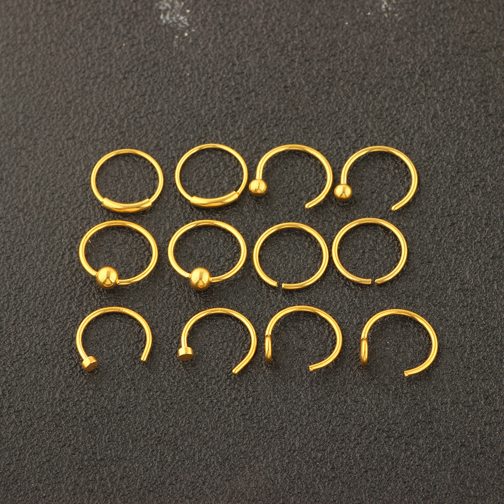 12-Pack Stainless Steel Nose Rings Nose Studs with Blessing Motif - Blue Geometric Earring Piercing Jewelry Set - Image 5