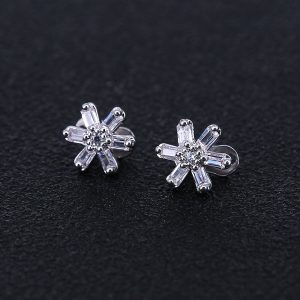 White Zircon Daisy Nail Implant Body Piercing Jewelry 316L Surgical Steel Flat Back Stud