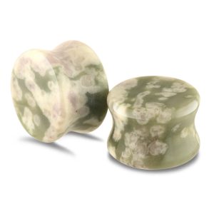 Stone Ear Expander Heart Shape Chrysanthemum Stone Ear Plug Tunnel Ear Gauges for Men Women