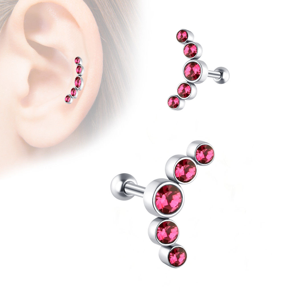 Heart Shape Stainless Steel Cartilage Stud Earrings for Women Men Gold Tone with White Crystal - Image 3