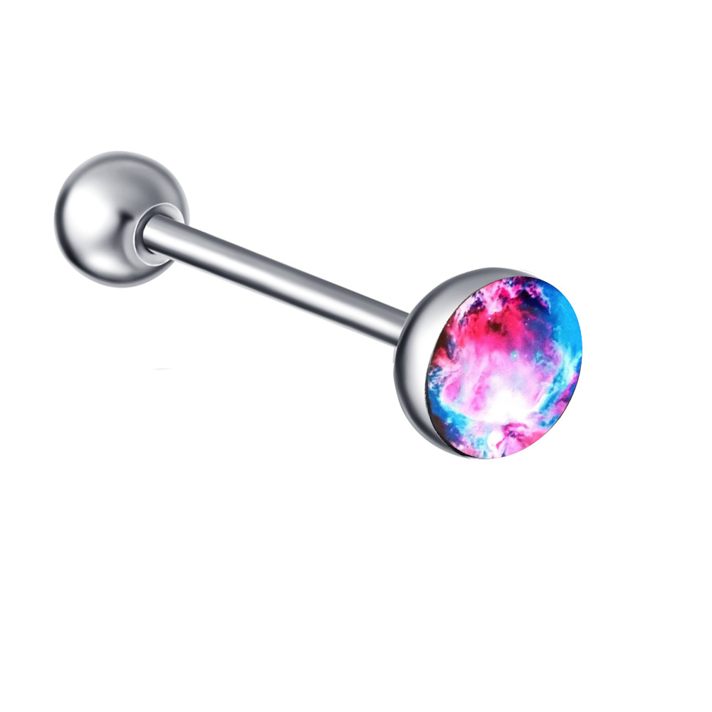 Mixed Color Pattern Stainless Steel Straight Barbell Tongue Piercing Jewelry Insect Style Ethnic - Image 3