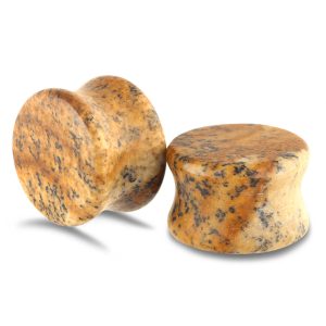 European American Leopard Stone Horn Ear Expander 16mm Single Heart Shape Stone Ear Gauges Plug