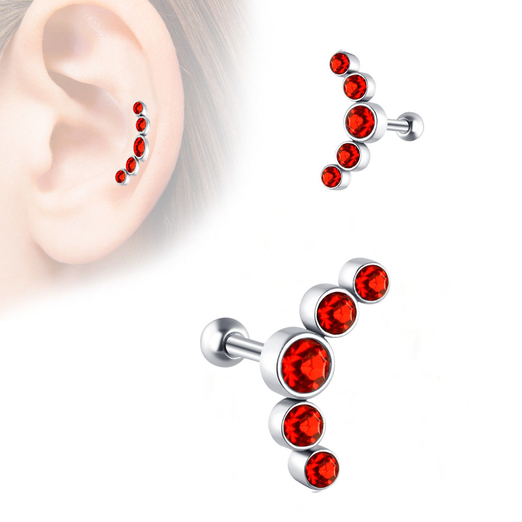 Heart Shape Stainless Steel Cartilage Stud Earrings for Women Men Gold Tone with White Crystal - Image 4