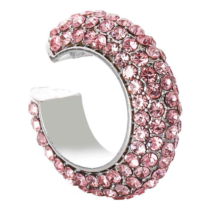 C-Shaped Alloy Ear Clip with Colored Diamond - No Piercing Required, Silver & Yellow CZ - Image 5