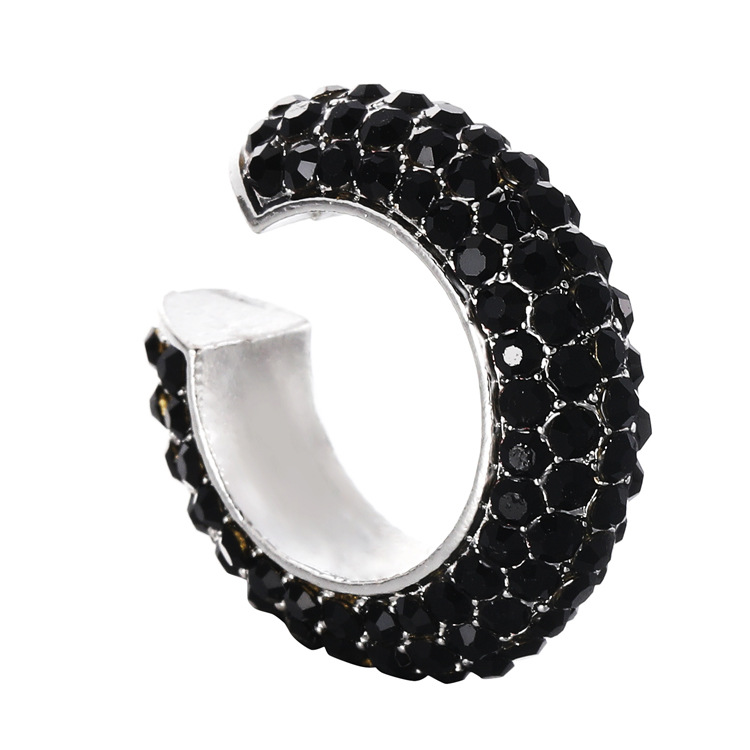 C-Shaped Alloy Ear Clip with Colored Diamond - No Piercing Required, Silver & Yellow CZ - Image 4