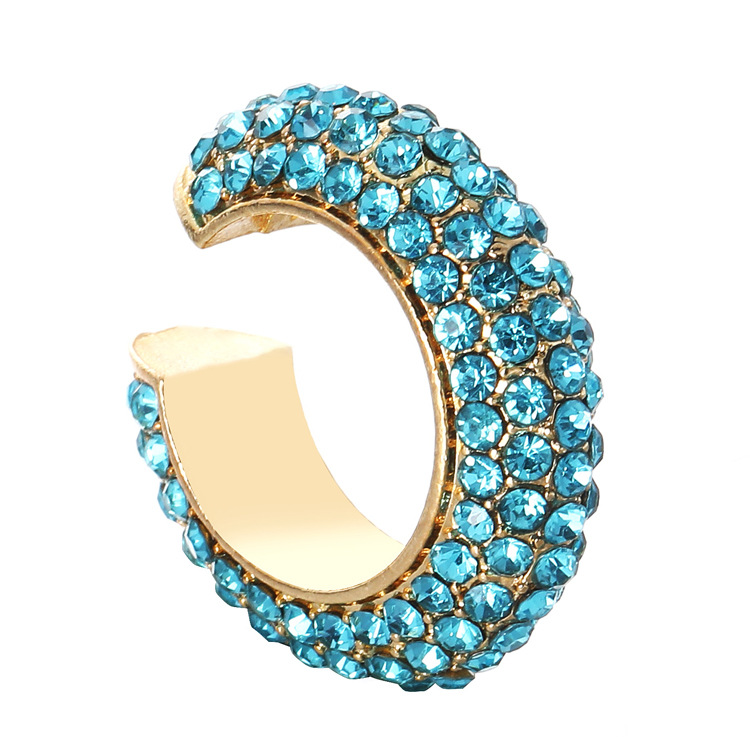 C-Shaped Alloy Ear Clip with Colored Diamond - No Piercing Required, Silver & Yellow CZ - Image 2