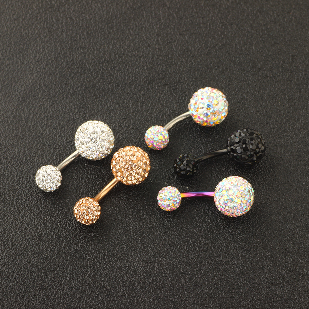 Drill Ball Set Navel Ring Stainless Steel Body Piercing Jewelry 5-Piece Set 2024 Spring - Image 4