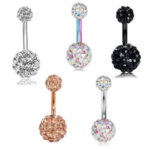 Drill Ball Set Navel Ring Stainless Steel Body Piercing Jewelry 5-Piece Set 2024 Spring