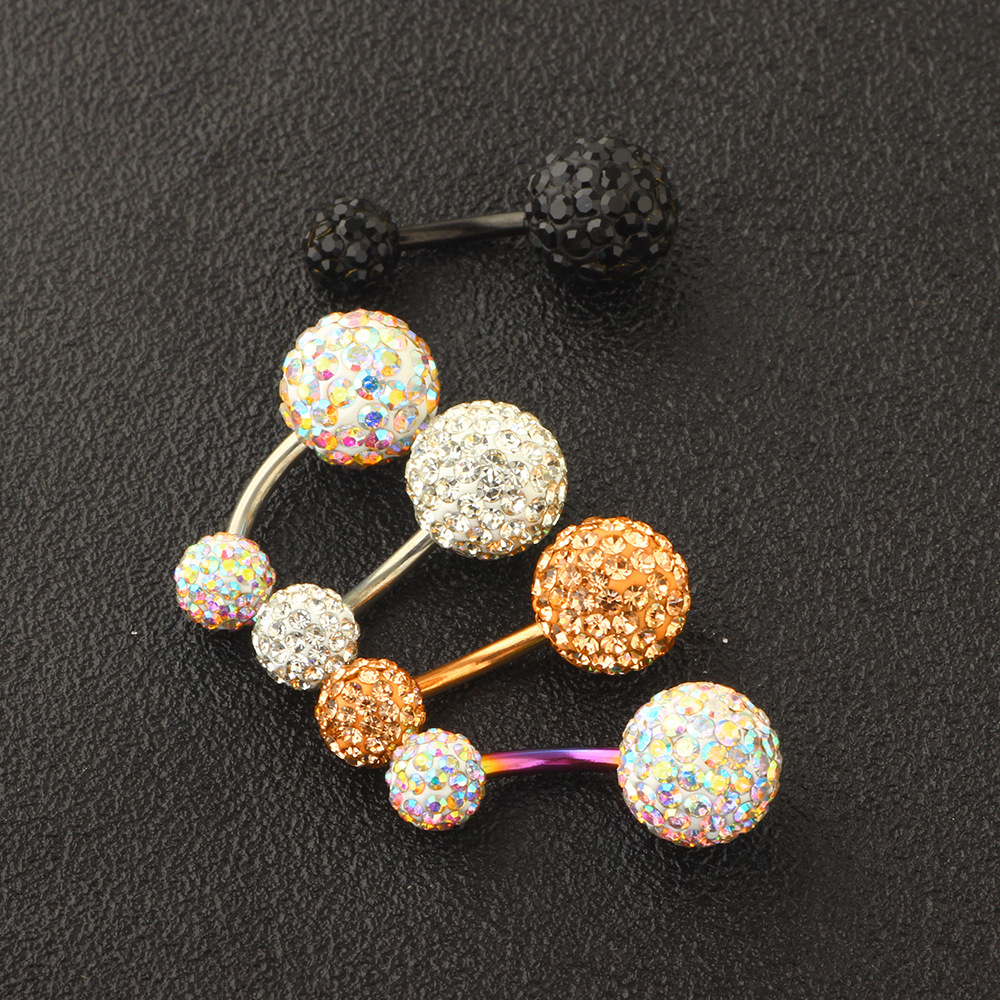 Drill Ball Set Navel Ring Stainless Steel Body Piercing Jewelry 5-Piece Set 2024 Spring - Image 2