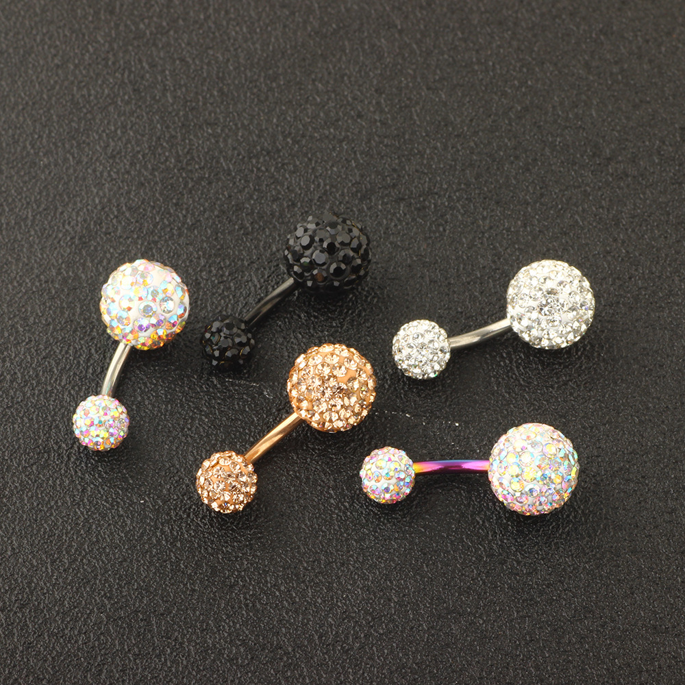 Drill Ball Set Navel Ring Stainless Steel Body Piercing Jewelry 5-Piece Set 2024 Spring - Image 3