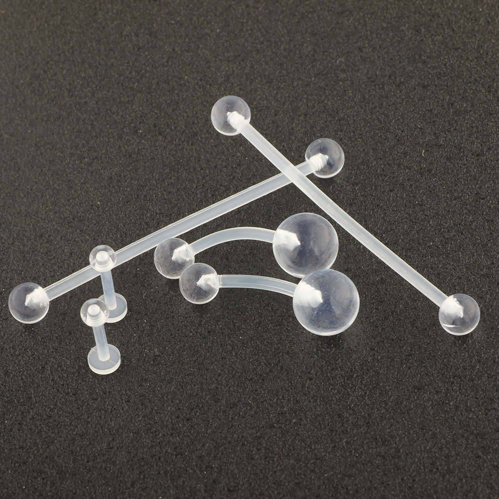 Acrylic Clear Belly Button Ring Set - Stainless Steel Eyebrow Tongue Nose Piercing Jewelry - Image 3
