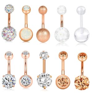 Amazon Wish Cross Navel Ring Set 9 Rose Gold Stainless Steel Belly Button Piercing Jewelry