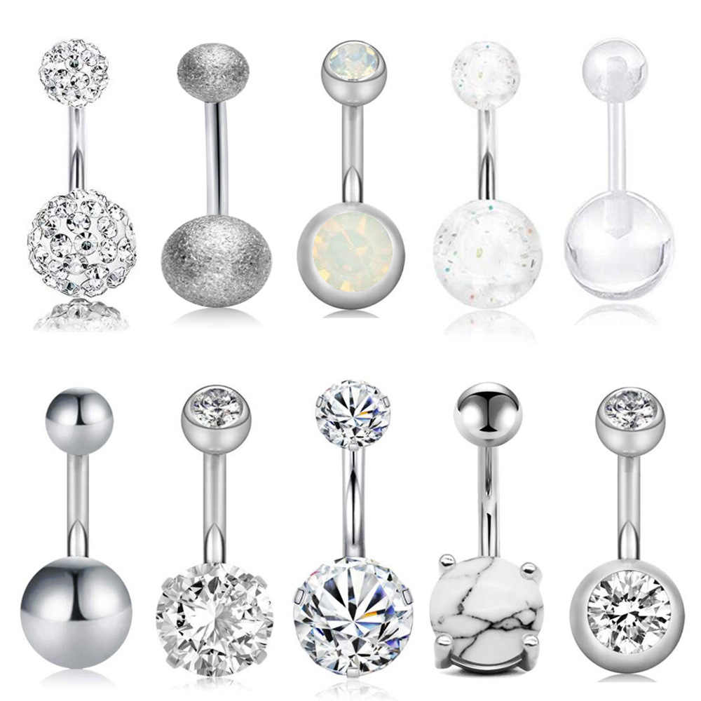 Amazon Wish Cross Navel Ring Set 9 Rose Gold Stainless Steel Belly Button Piercing Jewelry - Image 5