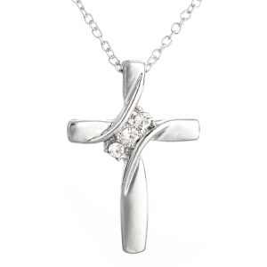 Three Stone Cross Pendant Necklace Alloy Rhinestone Diamond Women's Jewelry Hot Sale