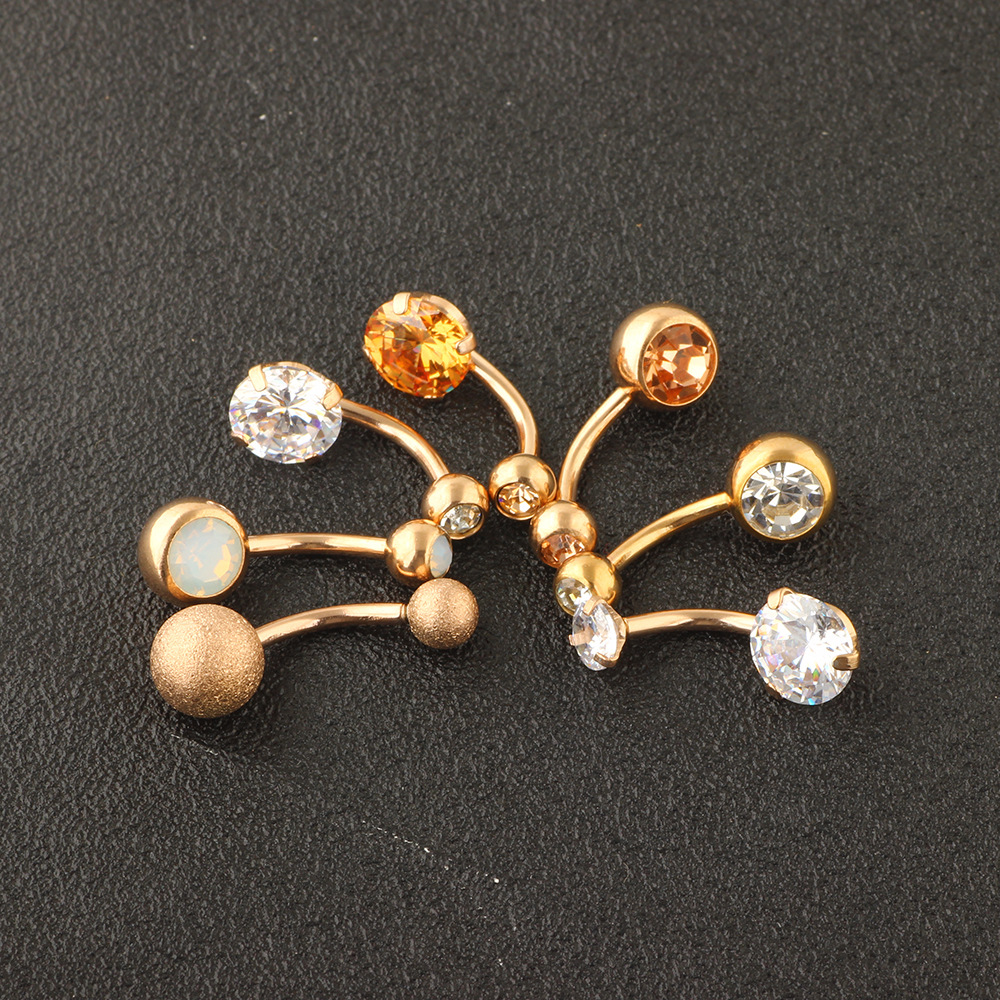 Amazon Wish Cross Navel Ring Set 9 Rose Gold Stainless Steel Belly Button Piercing Jewelry - Image 4