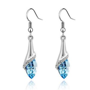 European American Fashion Flash Diamond Long Horse Eye Crystal Earrings for Women Wholesale