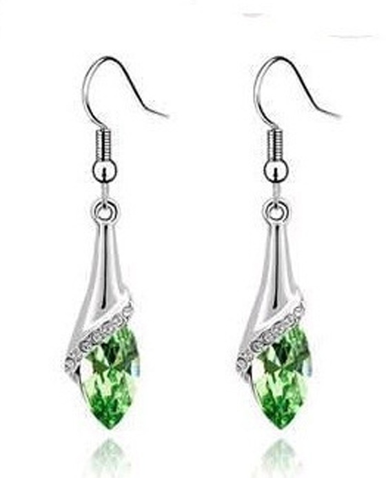 European American Fashion Flash Diamond Long Horse Eye Crystal Earrings for Women Wholesale - Image 4
