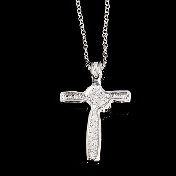 Three Stone Cross Pendant Necklace Alloy Rhinestone Diamond Women's Jewelry Hot Sale - Image 3