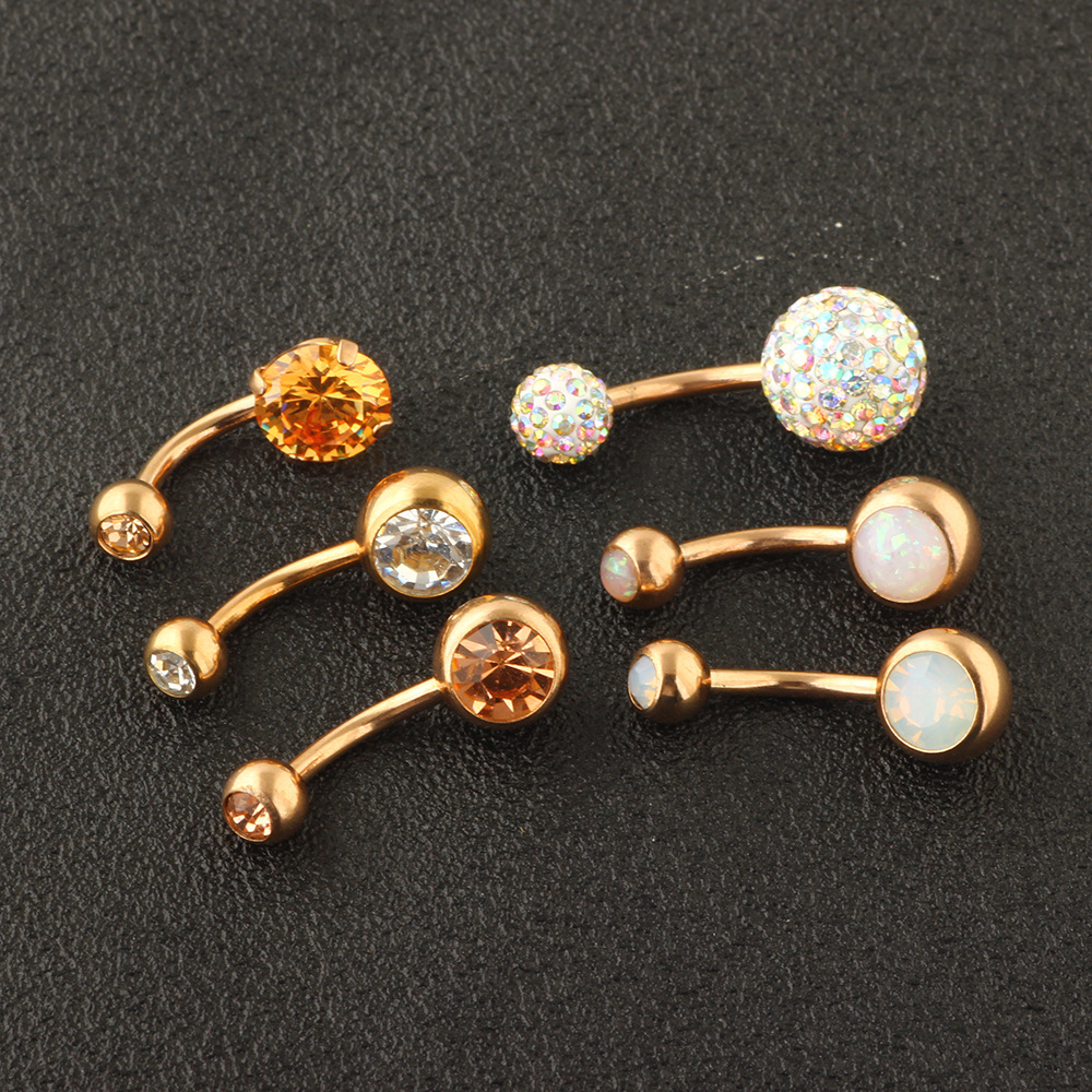 6-Piece Belly Button Ring Set Stainless Steel Navel Piercing Jewelry Dangle Body Jewelry Set - Image 3