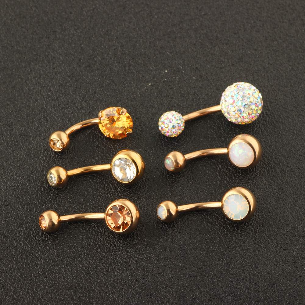 6-Piece Belly Button Ring Set Stainless Steel Navel Piercing Jewelry Dangle Body Jewelry Set - Image 2