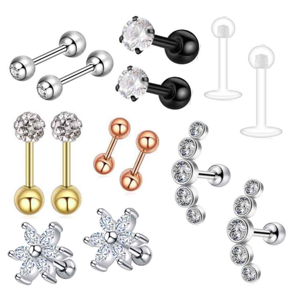 Heart Shape Stainless Steel Ear Stud Set - Ear Clip & Ear Bone Piercing Jewelry for Women Men - Image 5