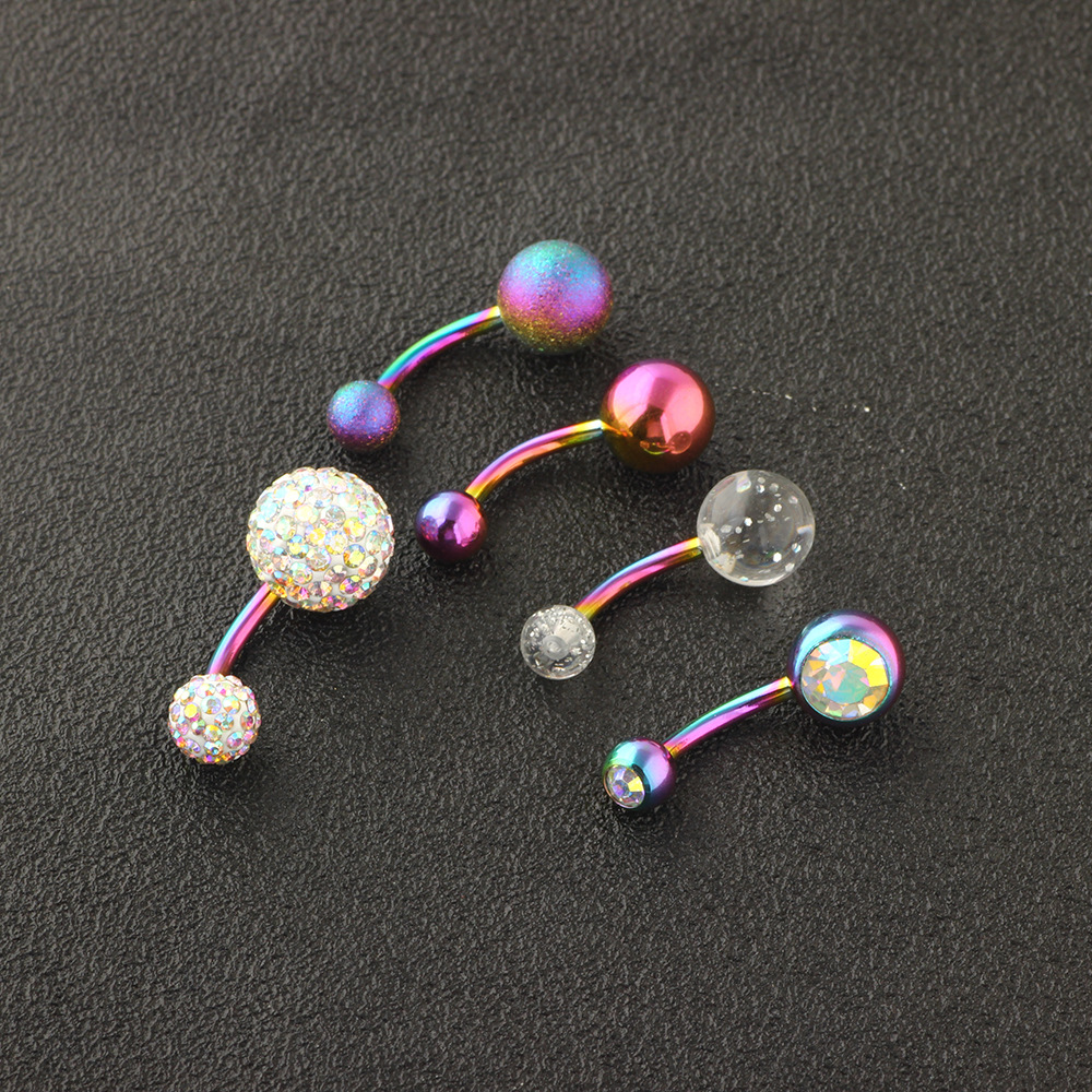 Stainless Steel Navel Ring Set 5 Piece Body Piercing Jewelry for Belly Button - Image 4