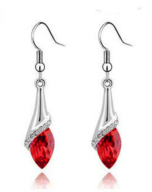European American Fashion Flash Diamond Long Horse Eye Crystal Earrings for Women Wholesale - Image 2
