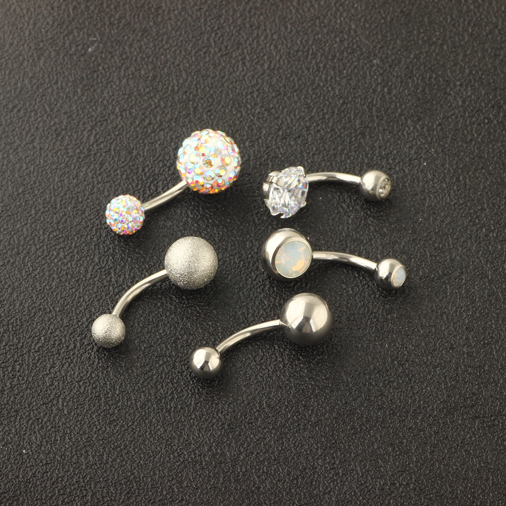 5-Piece Rose Gold Stainless Steel Belly Button Ring Set - Navel Piercing Jewelry with Dangle - Image 5