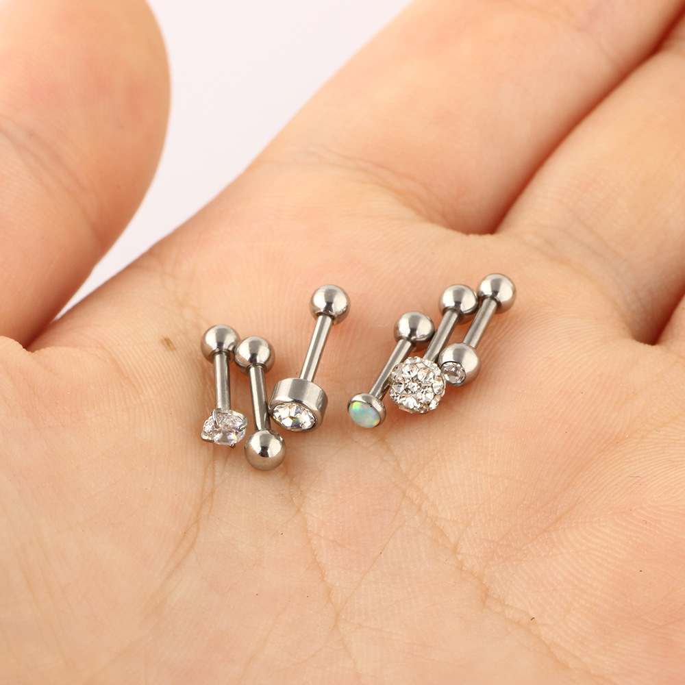 Heart Shaped 12pcs Zircon Ear Bone Nail Stainless Steel Lip Piercing Stud Set Fashion Jewelry - Image 3