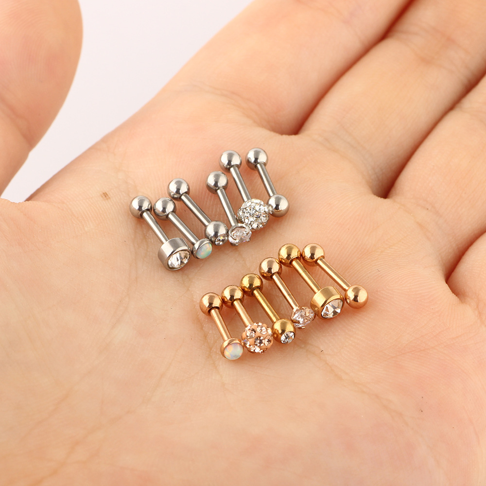 Heart Shaped 12pcs Zircon Ear Bone Nail Stainless Steel Lip Piercing Stud Set Fashion Jewelry - Image 2