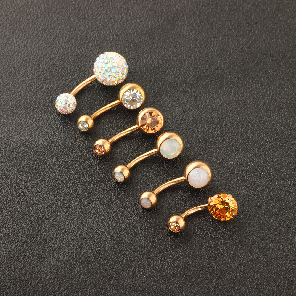 6-Piece Belly Button Ring Set Stainless Steel Navel Piercing Jewelry Dangle Body Jewelry Set - Image 5