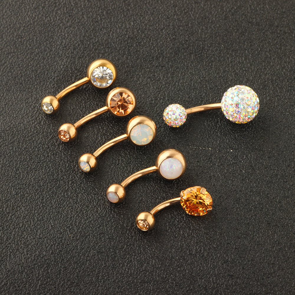 6-Piece Belly Button Ring Set Stainless Steel Navel Piercing Jewelry Dangle Body Jewelry Set - Image 4
