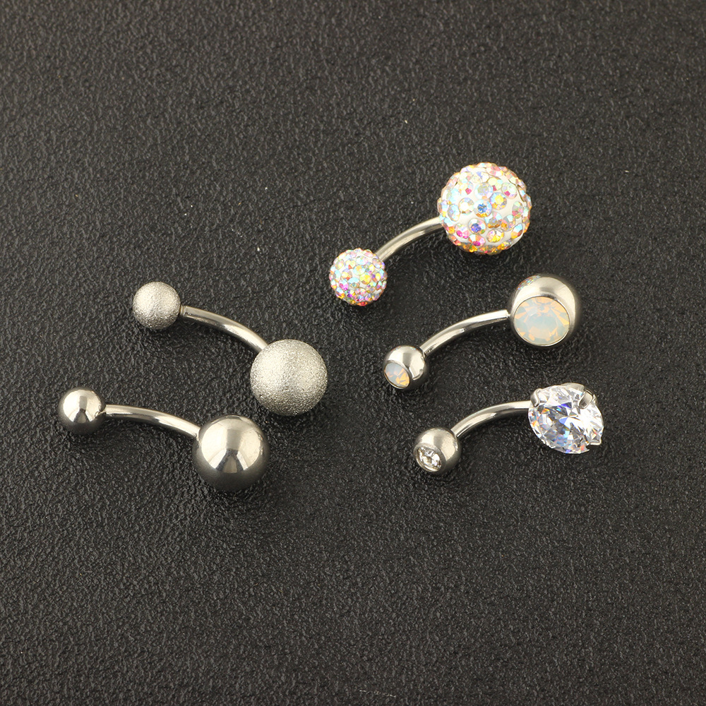 5-Piece Rose Gold Stainless Steel Belly Button Ring Set - Navel Piercing Jewelry with Dangle - Image 4