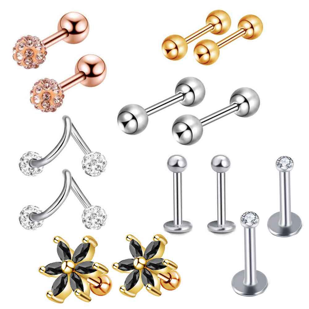 Heart Shape Stainless Steel Ear Stud Set - Ear Clip & Ear Bone Piercing Jewelry for Women Men - Image 4