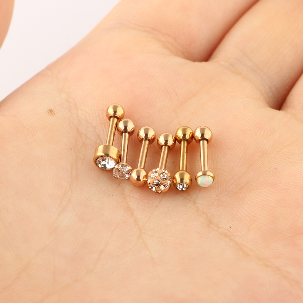 Heart Shaped 12pcs Zircon Ear Bone Nail Stainless Steel Lip Piercing Stud Set Fashion Jewelry - Image 4